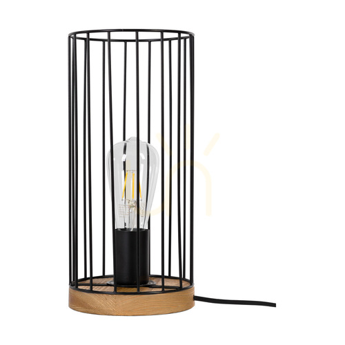 Verifica Lampa de masă Timeo 1xE27 Max. 25 W, stejar tratat cu ulei / metal negru / cablu din PVC negru / abajur din metal negru, Ø 15 cm