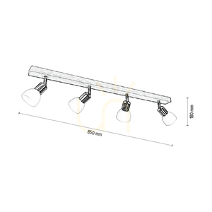 Lampa de tavan Timon, 4xE14, Max. 40 W, stejar uleiat/metal satinat/abat-jour din sticlă albă, 85 cm small 2