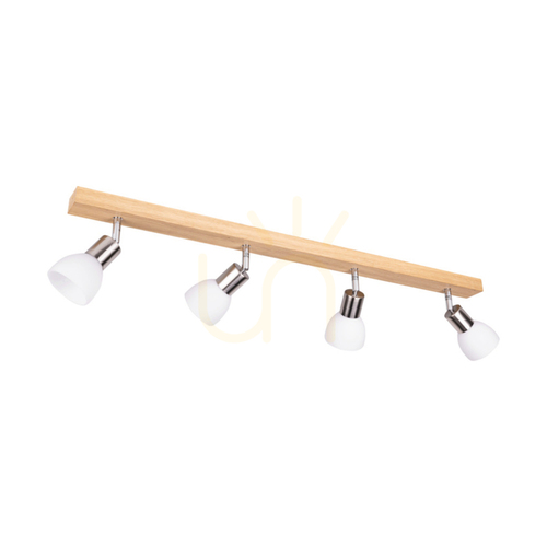 Verifica Lampa de tavan Timon, 4xE14, Max. 40 W, stejar uleiat/metal satinat/abat-jour din sticlă albă, 85 cm