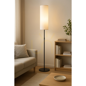 Lampa de podea Tina, 1xE27, Max. 60 W, metal negru/cablu din PVC negru/abat-jour alb, Ø 25 cm small 1