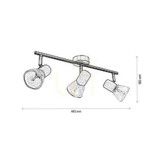 Lampa de tavan Tobi, 3xE14, Max. 40 W, stejar uleiat/metal satinat/abat-jour din sticlă transparentă, 44,5 cm small 2