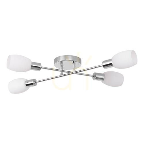 Verifica Lampa de tavan Tosca, 4xE14, Max. 40 W, metal cromat/abat-jour din sticlă albă, 67 cm