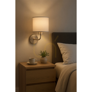 Aplică de perete Tomi 1xE27 Max. Abajur din metal satinat/gri deschis, 40 W, 23 cm small 2