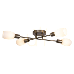 Lampa de tavan Tosca, 4xE14, Max. 40 W, patină metalică/alb, abajur din sticlă, 67 cm small 1
