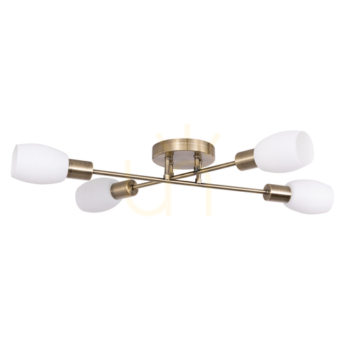 Verifica Lampa de tavan Tosca, 4xE14, Max. 40 W, patină metalică/alb, abajur din sticlă, 67 cm