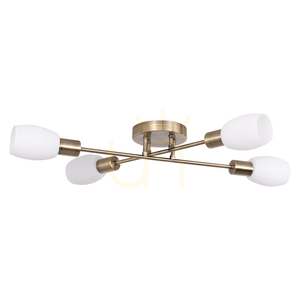 Lampa de tavan Tosca, 4xE14, Max. 40 W, patină metalică/alb, abajur din sticlă, 67 cm small 0