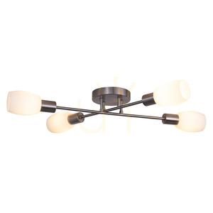 Lampa de tavan Tosca, 4xE14, Max. 40 W, metal satinat/alb, abajur din sticlă, 67 cm small 1