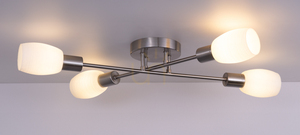 Lampa de tavan Tosca, 4xE14, Max. 40 W, metal satinat/alb, abajur din sticlă, 67 cm small 2