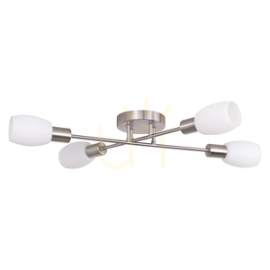 Lampa de tavan Tosca, 4xE14, Max. 40 W, metal satinat/alb, abajur din sticlă, 67 cm small 0