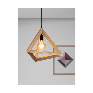 Lampa suspendată Trigonon, 1xE27, Max. 60 W, stejar uleiat/metal negru/cablu din PVC negru, 42 cm small 2