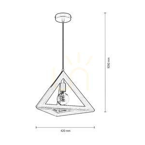 Lampa suspendată Trigonon, 1xE27, Max. 60 W, stejar uleiat/metal negru/cablu din PVC negru, 42 cm small 3