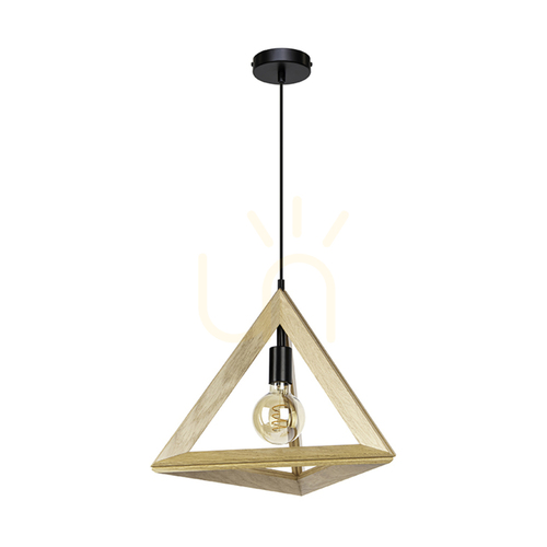 Verifica Lampa suspendată Trigonon, 1xE27, Max. 60 W, stejar uleiat/metal negru/cablu din PVC negru, 42 cm