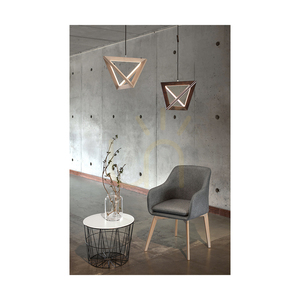 Lampa suspendată Trigonon, 1xLED, 3000K, 27W, lemn de fag și nuc, cablu împletit negru, 42 cm small 2