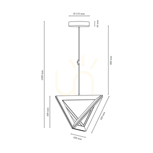 Lampa suspendată Trigonon, 1xLED, 3000K, 27W, lemn de fag și nuc, cablu împletit negru, 42 cm small 4