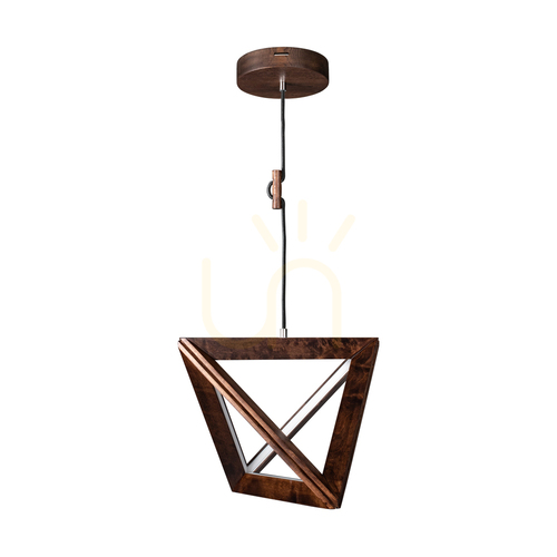 Verifica Lampa suspendată Trigonon, 1xLED, 3000K, 27W, lemn de fag și nuc, cablu împletit negru, 42 cm
