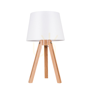 Lampă de masă cu trei picioare, 1xE27, Max. 40 W, stejar uleiat / cablu din PVC transparent / abajur alb, Ø 30,5 cm small 0