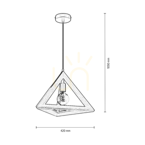 Lampa suspendată Trigonon, 1xE27, Max. 60 W, mesteacăn/metal negru/cablu din PVC negru, 42 cm small 2