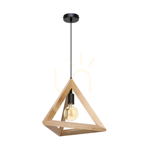 Lampa suspendată Trigonon, 1xE27, Max. 60 W, mesteacăn/metal negru/cablu din PVC negru, 42 cm small 0