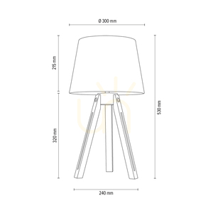 Lampă de masă cu trei picioare, 1xE27, Max. 40 W, lemn de fag și nuc / cablu din PVC transparent / abajur negru, Ø 30 cm small 3