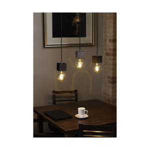 Lampa suspendată Trongo Square, 1xE27, Max. 60 W, lemn de fag și nuc, cablu împletit negru, 10 cm small 1