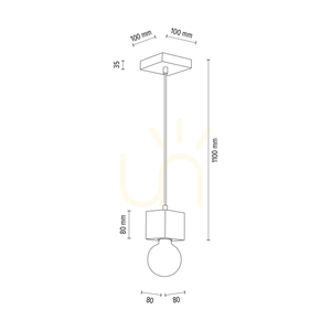Lampa suspendată Trongo Square, 1xE27, Max. 60 W, lemn de fag și nuc, cablu împletit negru, 10 cm small 2