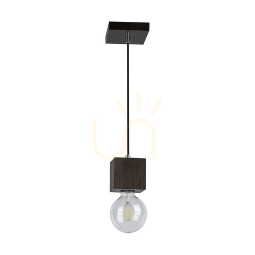 Verifica Lampa suspendată Trongo Square, 1xE27, Max. 60 W, lemn de fag și nuc, cablu împletit negru, 10 cm
