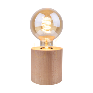 Lampa de masă rotundă Trongo, 1xE27, Max. 25 W, lemn de fag/cablu din PVC negru, Ø 9,5 cm small 1