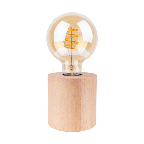 Verifica Lampa de masă rotundă Trongo, 1xE27, Max. 25 W, lemn de fag/cablu din PVC negru, Ø 9,5 cm