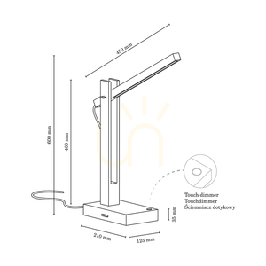 Lampa de masă Tukan, 1xLED, 3000K, 5,5 W, mesteacăn/antracit, cablu împletit cu variator tactil, 45 cm small 2
