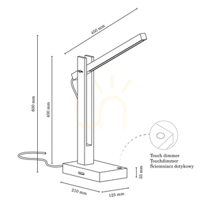 Lampa de masă Tukan, 1xLED, 3000K, 5,5 W, lemn de fag și nuc, cablu împletit negru cu variator tactil, 45 cm small 2