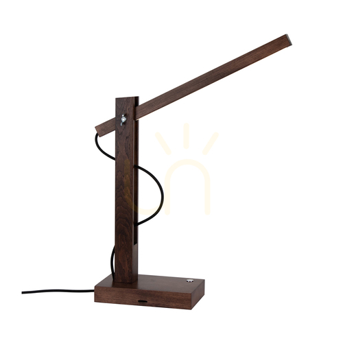 Verifica Lampa de masă Tukan, 1xLED, 3000K, 5,5 W, lemn de fag și nuc, cablu împletit negru cu variator tactil, 45 cm