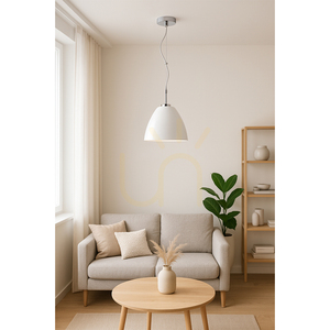 Lampa suspendată Tumulo, 1xE27, Max. 60 W, metal cromat / cablu din PVC transparent / abajur din sticlă albă, Ø 28,5 cm small 1