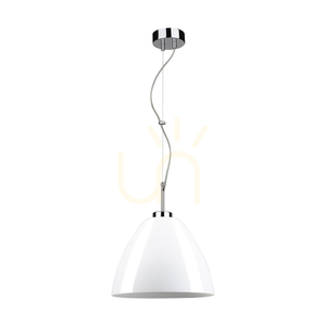 Lampa suspendată Tumulo, 1xE27, Max. 60 W, metal cromat / cablu din PVC transparent / abajur din sticlă albă, Ø 28,5 cm small 0