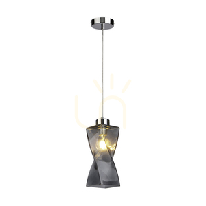 Lampă suspendată Twist, 1xE27, Max. 25 W, metal cromat / cablu din PVC transparent / abajur din sticlă fumurie, 10 cm small 1