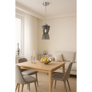 Lampă suspendată Twist, 1xE27, Max. 25 W, metal cromat / cablu din PVC transparent / abajur din sticlă fumurie, 10 cm small 2