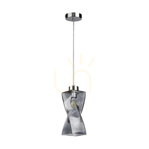 Lampă suspendată Twist, 1xE27, Max. 25 W, metal cromat / cablu din PVC transparent / abajur din sticlă fumurie, 10 cm small 0