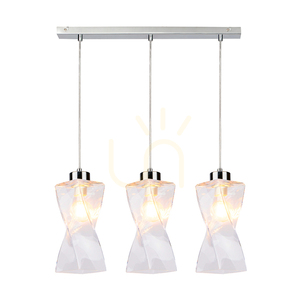 Lampă suspendată Twist, 3xE27, Max. 25 W, metal cromat / cablu din PVC transparent / abajur din sticlă transparentă, 52 cm small 1