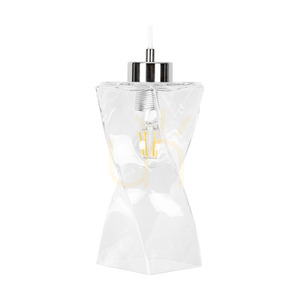 Lampă suspendată Twist, 3xE27, Max. 25 W, metal cromat / cablu din PVC transparent / abajur din sticlă transparentă, 52 cm small 2