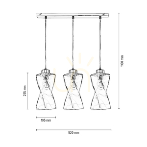 Lampă suspendată Twist, 3xE27, Max. 25 W, metal cromat / cablu din PVC transparent / abajur din sticlă transparentă, 52 cm small 3