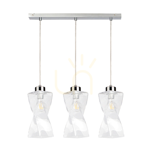 Lampă suspendată Twist, 3xE27, Max. 25 W, metal cromat / cablu din PVC transparent / abajur din sticlă transparentă, 52 cm small 0