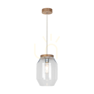 Lampa suspendată Vaso 1xE27 Max. Stejar uleiat de 60 W / Cablu din PVC transparent / Abajur din sticlă transparentă Ø 19,5 cm small 1