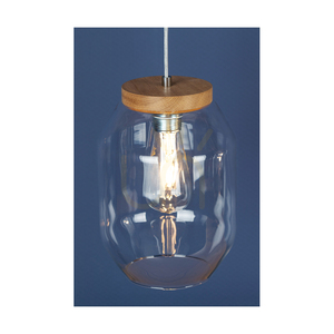 Lampa suspendată Vaso 1xE27 Max. Stejar uleiat de 60 W / Cablu din PVC transparent / Abajur din sticlă transparentă Ø 19,5 cm small 2