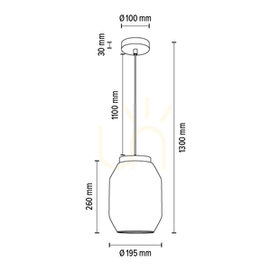 Lampa suspendată Vaso 1xE27 Max. Stejar uleiat de 60 W / Cablu din PVC transparent / Abajur din sticlă transparentă Ø 19,5 cm small 3