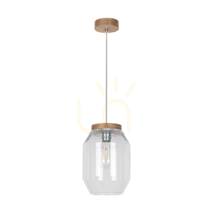 Lampa suspendată Vaso 1xE27 Max. Stejar uleiat de 60 W / Cablu din PVC transparent / Abajur din sticlă transparentă Ø 19,5 cm small 0