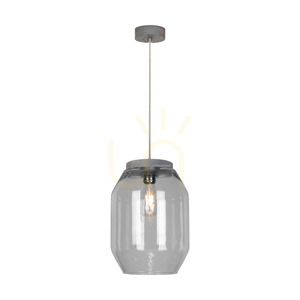 Lampa suspendată Vaso, 1xE27, Max. 60 W, pin vopsit în gri, cablu din PVC transparent, abajur din sticlă fumurie, Ø 24 cm small 1