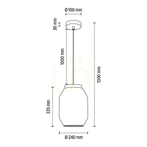 Lampa suspendată Vaso, 1xE27, Max. 60 W, pin vopsit în gri, cablu din PVC transparent, abajur din sticlă fumurie, Ø 24 cm small 2