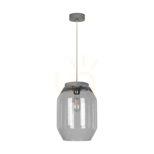 Verifica Lampa suspendată Vaso, 1xE27, Max. 60 W, pin vopsit în gri, cablu din PVC transparent, abajur din sticlă fumurie, Ø 24 cm