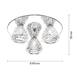 Lampa de tavan Vegas, 3xG9, Max. 33 W, metal cromat/abat-jour din sticlă transparentă, Ø 41 cm small 2