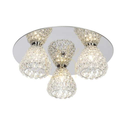 Verifica Lampa de tavan Vegas, 3xG9, Max. 33 W, metal cromat/abat-jour din sticlă transparentă, Ø 41 cm