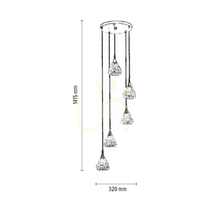 Lampa suspendată Vegas 5xG9, Max. 33 W, metal cromat/abat-jour din sticlă transparentă, Ø 32 cm small 2